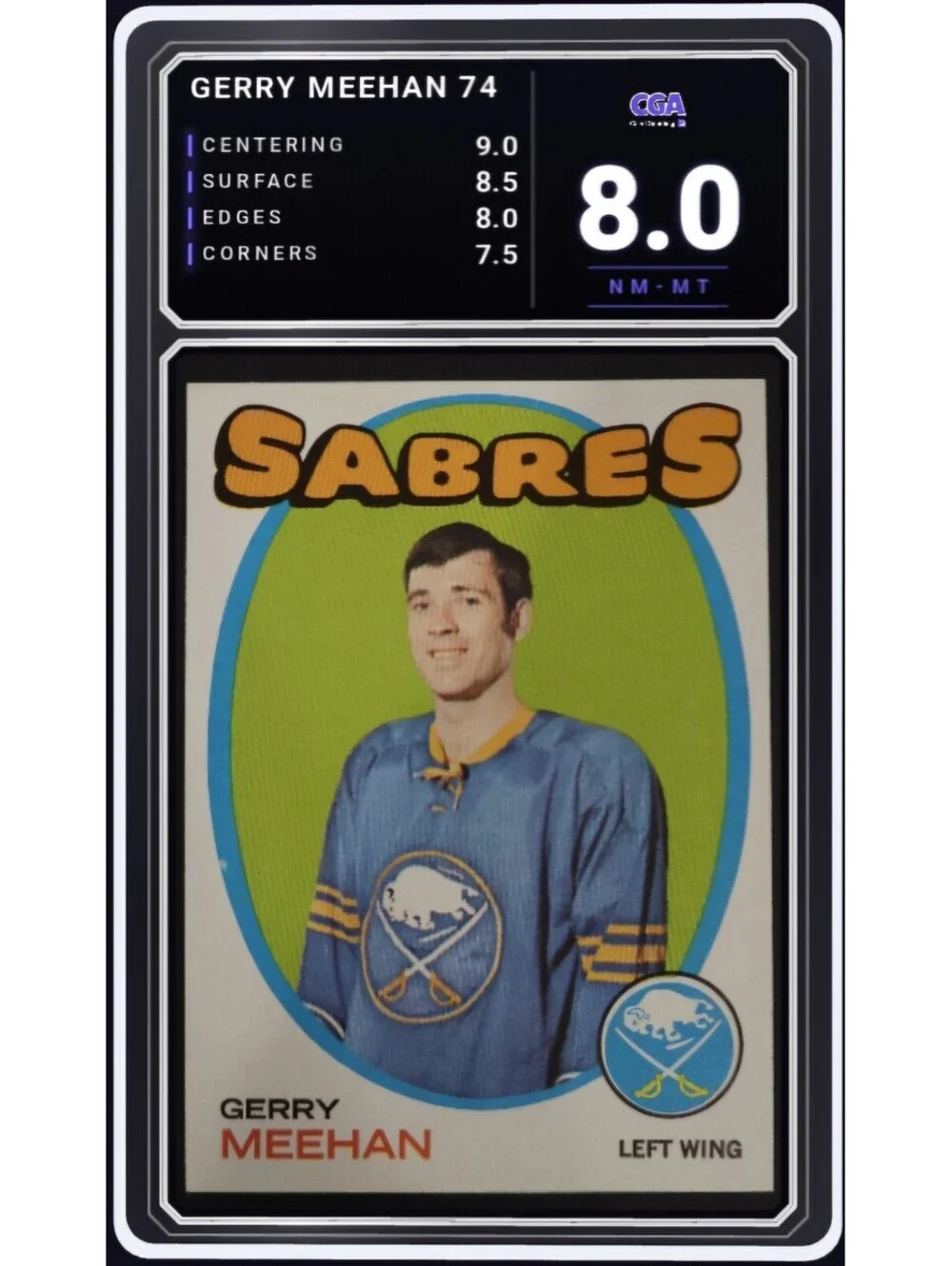 1971-72 Topps Hockey #74 Gerry Meehan Buffalo Sabres NHL - CGA 8.0 Digital Grade